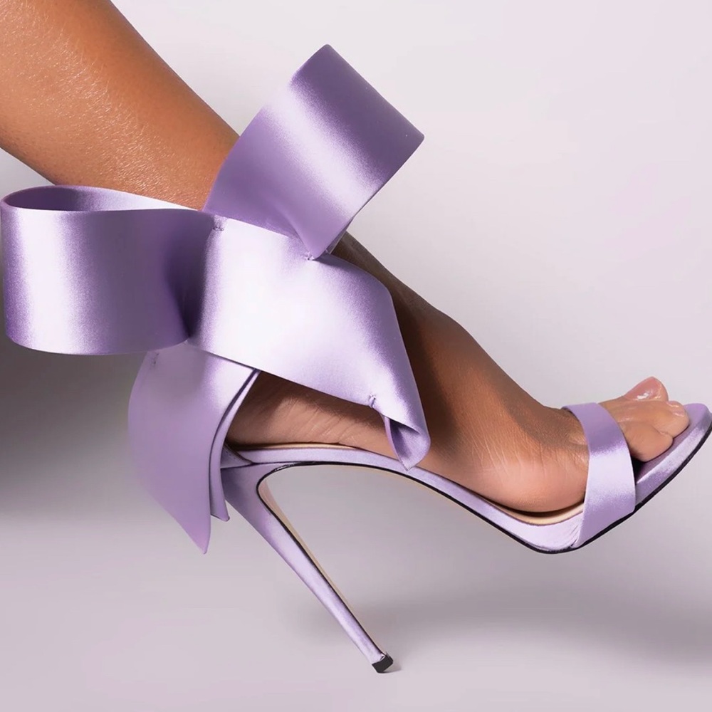 Lavender Satin Heel by AMINAH Abdul Jillil
